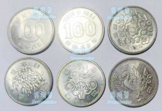 Japan 100 Yen Set 3 Coins 1957 - 1964 Phoenix /tokyo Olympic Silver Coin Au - Unc