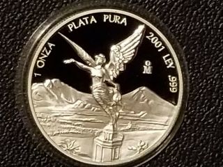 2001 Mexico Silver 1 Oz Libertad Proof - Key Date - 2,  000 Minted - Very Rare
