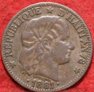 1881 Haiti 1 Centime Foreign Coin