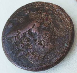 ROME REPUBLIC SEXTANT BRONZE COIN 217 - 215 b.  C.  HEAD OF MERCURY & PROW 2