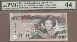 East Caribbean States: 100 Dollars Banknote,  (unc Pmg64),  P - 46v,  2003,