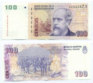 Argentina Note 100 Pesos (2012) Del Pont - Boudou B 3756 Serial Y P 357 Xf