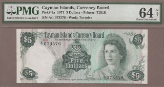 Cayman Islands: 5 Dollars Banknote,  (unc Pmg64),  P - 2a,  1971,
