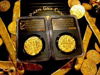 Peru 1708 8 Escudos Ngc Plated 1715 Shipwreck Pirate Gold Coins Treasure Jewelry