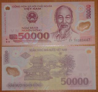 Vietnam Polymer Plastic Banknote 50000 Dong Unc