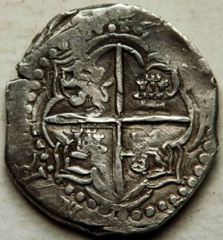 Bolivia (spanish Colonial) Silver Cob 8 Reales 1527 - 1598 (philip - Ii ?)