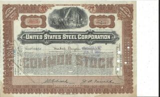 United States Steel Corporation.  1929 Common Stock Certificate