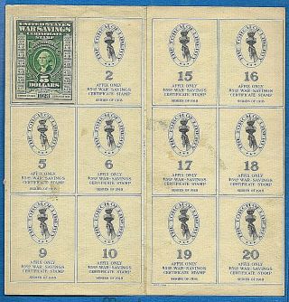 WAR - Savings Certificate STAMP Album WS2 Series of 1918 $5.  00 USA No.  23025007 2