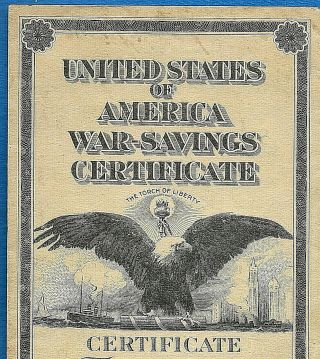 WAR - Savings Certificate STAMP Album WS2 Series of 1918 $5.  00 USA No.  23025007 4