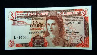1986 Gibraltar Great Britain Uk Banknote 1 Pound Unc Gem