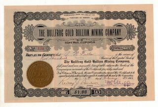1906 Arizona Stock The Bullfrog Gold Bullion Mining Company