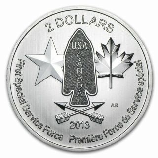 2013 3/4 Oz Canada First Special Service Forces.  9999 Silver - Devil 