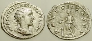 019.  Roman Silver Coin.  Gordian Iii.  Ar Antoninianus.  Rome.  Emperor Stg.  Vf