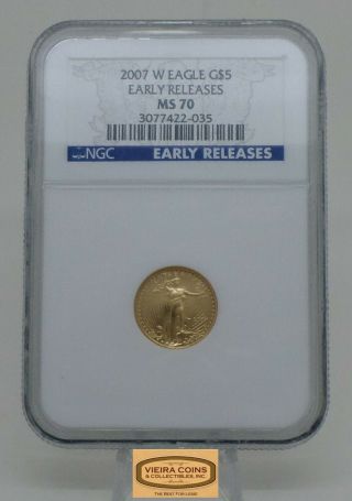2017 - W Gold Eagle $5 Ngc Ms70 Early Releases 1/10 Oz Gold - B16522