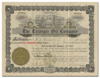 Triangle Oil Company Stock Certificate (colorado,  Louisiana)