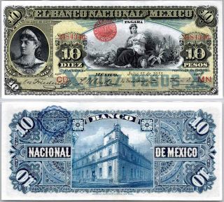 0185: M199e - Banco Nacional De Mexico 10 Pesos - Julio 15 De 1913 - Au