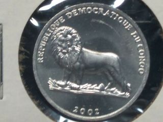 2002 Congo Democratic republic,  3 Uncircuated coins,  2 FAO,  Franc,  25 & 50 cent. 5