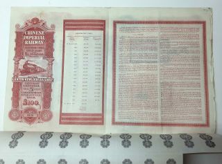 CHINA : Canton - Kowloon Railway,  Bond for 100 £,  London,  2nd Dec.  1907 4