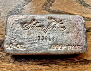 Old Hand Poured 10 Oz Silvertowne Waffle Back Silver Bar.  First Generation N/r
