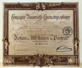 HISTORIC EARLY FRENCH CINEMA BOND w ALL COUPONS CV $40 1919 UNIVERSELLE CINEMA 2