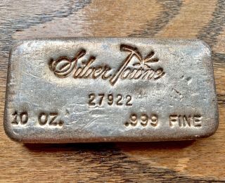 Old Hand Poured 10 Oz Silvertowne Waffle Back Silver Bar.  First Gen.  N/r