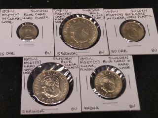 1971 U Sweden 5 Coin Uncirculated Set 25 & 50 Ore,  1,  2,  5 Kronor 5 X Coin (s)