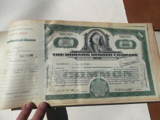 Mohawk Rubber Co.  Cancelled Common Stock Book 1928 Incomplete 37 Certiificates