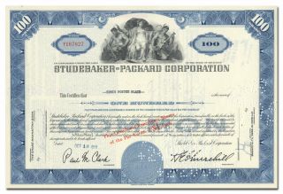 Studebaker - Packard Corporation Stock Certificate