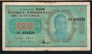 20 Francs From Katanga 1960