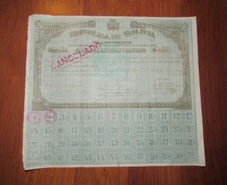 BOLIVIA Republic of Bolivia Military share certificate stock bond 1904 RARE 4