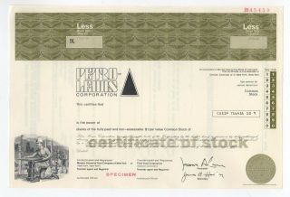 Specimen - Petro - Lewis Corporation Stock Certificate