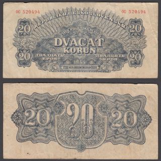 Czechoslovakia 20 Korun 1944 (f) Banknote Km 47a Not Specimen