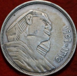 1907 Egypt 20 Qirsh Silver Foreign Coin