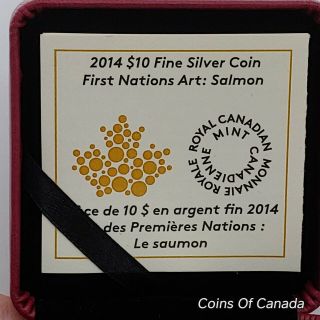 2014 Canada $10 First Nations Art - Salmon - Silver Coin w/box coinsofcanada 4