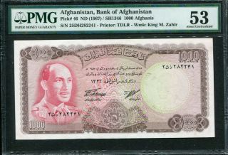 Afghanistan 1967,  1000 Afghanis,  P46,  Pmg 53 Aunc