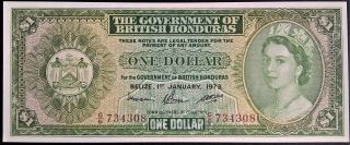 British Honduras $1 Choice Unc Dollar Queen Elizabeth Qeii 1973 P 28