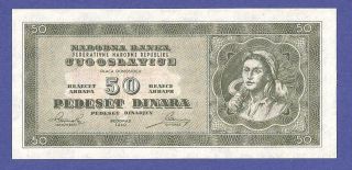 Gem Uncirculated 50 Dinara 1950 Banknote From Yugoslavia Pick 67a