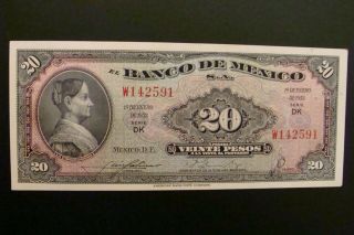 Mexico 20 Pesos 1953 Crisp Au/unc