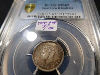 Q165 British Africa Southern Rhodesia 1941 3 Pence Pcgs Ms - 65 Top Pop:3/0
