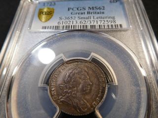 Q133 Great Britain 1723 6 Pence Small Lettering Pcgs Ms - 62
