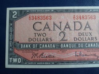 1954 Canada 2 Dollar Bank Note - Beattie/Raminsky - ZU3483563 Cond.  18 - 332 4