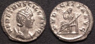 Ancient Roman Silver Coin Ar Antoninianus Herennia Etruscilla 249 - 251 Pudicita