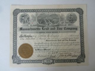 Old 1905 - Massachusetts Lead And Zinc - Mining Stock Certificate - Maine