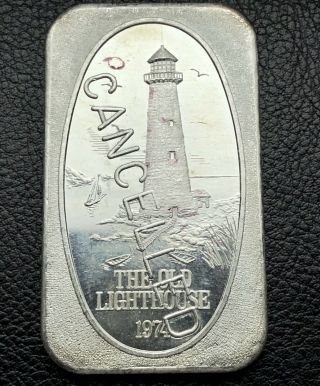 The Old Lighthouse Cancelled 1 Oz.  999 Fine Silver Art Bar Only 10 Minted Rare