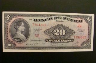 Mexico 20 Pesos 1969 Crisp Au/unc