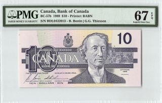 Canada 1989 Bc - 57b Pmg Gem Unc 67 Epq 10 Dollars (bonin - Thiessen)