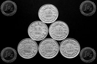 Switzerland 6x 1/2 Franc: 1960,  1961,  1962,  1963,  1965,  1966 Silver Coins Xf,