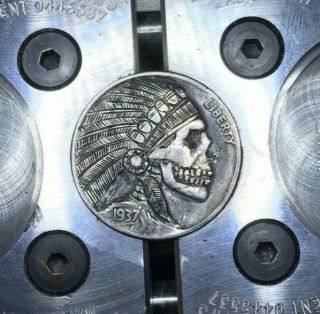 Hobo Nickel Hand Carved Engraved Ohns Love Token Native American Indian Skull