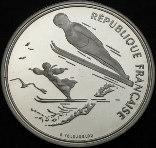 France 100 Francs 1991 Proof - Silver - 1992 Olympics Ski Jumping - 1488 ¤