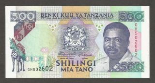 Tanzania 500 Shillings N.  D.  (1993) ; Unc; P - 26a; L - B125a; Zebra,  Harvest